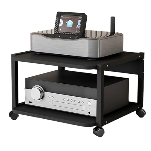 Offener CD-Player-Ständer HiFi Rack, Beweglicher AV-Media-Ständer mit Rädern, StereoKomponenten Rackschrank, Medienaufbewahrungsschrank für Plattenspieler(25cm/9.8in) von Generic