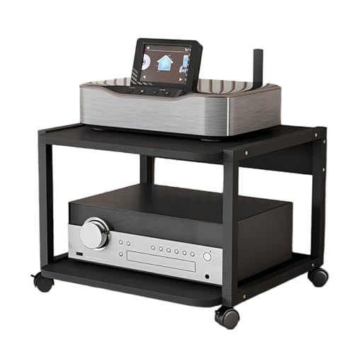 Offener CD-Player-Ständer HiFi Rack, Beweglicher AV-Media-Ständer mit Rädern, StereoKomponenten Rackschrank, Medienaufbewahrungsschrank für Plattenspieler(30cm/11.8in) von Generic