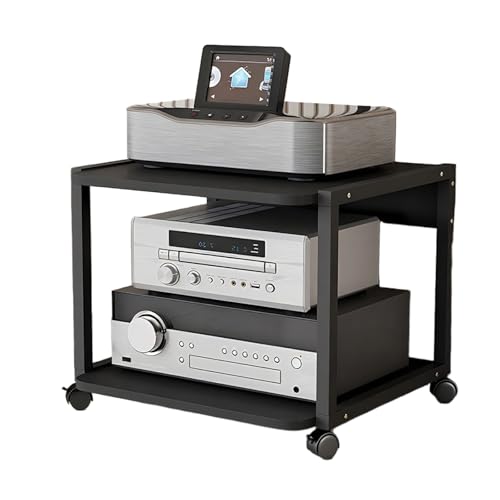 Offener CD-Player-Ständer HiFi Rack, Beweglicher AV-Media-Ständer mit Rädern, StereoKomponenten Rackschrank, Medienaufbewahrungsschrank für Plattenspieler(35cm/13.8in) von Generic