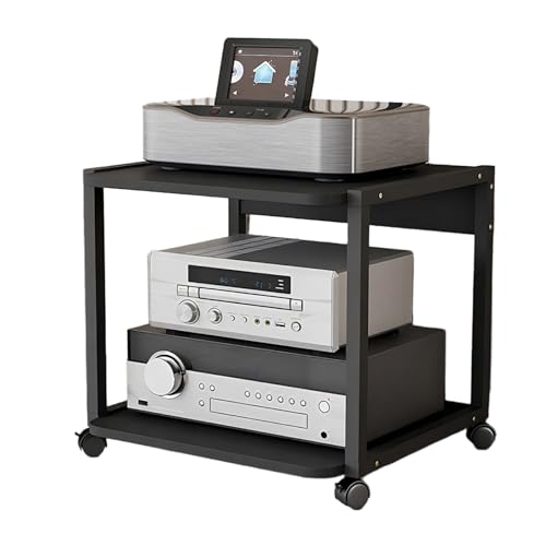 Offener CD-Player-Ständer HiFi Rack, Beweglicher AV-Media-Ständer mit Rädern, StereoKomponenten Rackschrank, Medienaufbewahrungsschrank für Plattenspieler(40cm/15.7in) von Generic