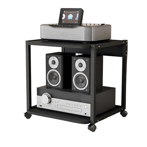 Offener CD-Player-Ständer HiFi Rack, Beweglicher AV-Media-Ständer mit Rädern, StereoKomponenten Rackschrank, Medienaufbewahrungsschrank für Plattenspieler(45cm/17.7in) von Generic