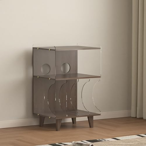 Offener CD-Player-Ständer HiFi Rack aus Holz & Acryl, Audio-Komponenten Entertainment-Center Schallplattenständer, für Verstärker Plattenspieler Stereo-Receiver(Clear) von Generic