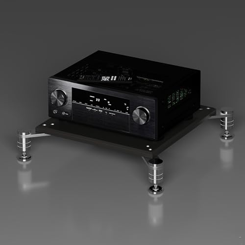 Offener CD-Player-Ständer HiFi Rack aus Holz & Stahl AV-Medienständer, StereoKomponenten Rackschrank, Entertainment-Center Schallplattenständer(Black,11cm/4.3in) von Generic