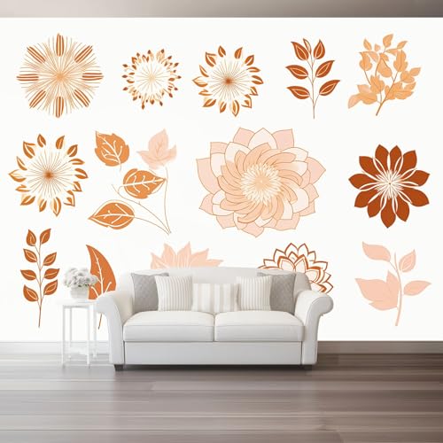 Orange Blumen Blätter Fototapete 400 x 280 cm, Retro-Blumen Wandbild Fototapete für Wohnzimmer Schlafzimmer Wandtapete Vlies Tapete UV-Beständig Montagefertig Orange Blumen Blätter Fototapete 400 x 280 cm, Retro-Blumen Wandbild Fototapete für Wohnzimmer Schlafzimmer Wandtapete Vlies Tapete UV-Beständig Montagefertig von Generic