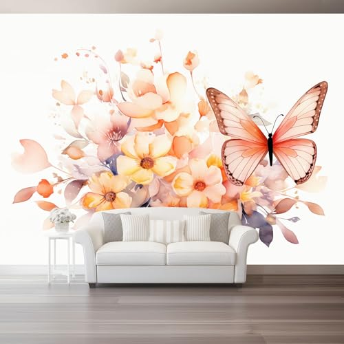 Orange Blumen Schmetterling Fototapete 400 x 280 cm, Verträumte Aquarelle Wandbild Fototapete für Wohnzimmer Schlafzimmer Wandtapete Vlies Tapete UV-Beständig Montagefertig Orange Blumen Schmetterling Fototapete 400 x 280 cm, Verträumte Aquarelle Wandbild Fototapete für Wohnzimmer Schlafzimmer Wandtapete Vlies Tapete UV-Beständig Montagefertig von Generic