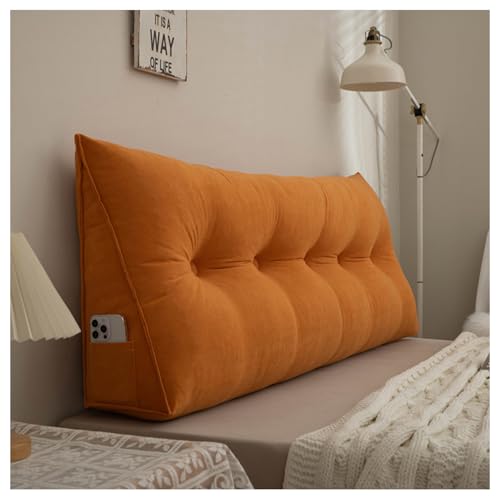 Oreiller de Lecture Adulte, Coussin de Lecture, Coussin Dorsal Lit ou Canapé Avec Poches, Soutien du DOS au Lit, Relaxation, Lecture, Regardera Télévision,Orange,120x50x20cm von Generic
