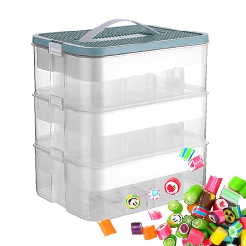 Organizer für Bausteine, Aufbewahrungsbehälter, stapelbare Baustein-Box mit Fächern und Griff | Sortierbox, Verpackung mit Fächern, Box von Generic