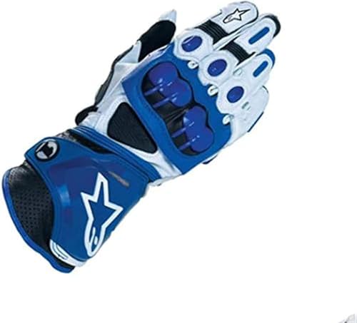 Origil Leder Motorradhandschuhe Schützende Racing Motorradhandschuhe, Blue, M von Generic