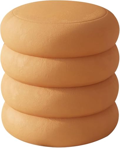 Osmanischer Stoffpolsterhocker Mit Unsichtbarem Drehgestell Pouf Fußhocker Für Schlafzimmer Wohnzimmer Garten Balkon Schminktisch Hocker Büro, Orange, Large von Generic