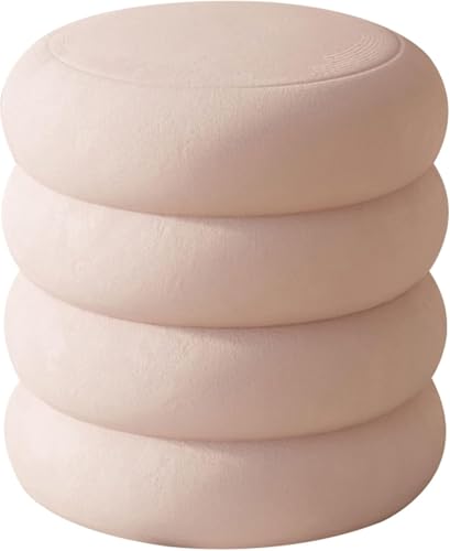 Osmanischer Stoffpolsterhocker Mit Unsichtbarem Drehgestell Pouf Fußhocker Für Schlafzimmer Wohnzimmer Garten Balkon Schminktisch Hocker Büro, Rosa, Large von Generic