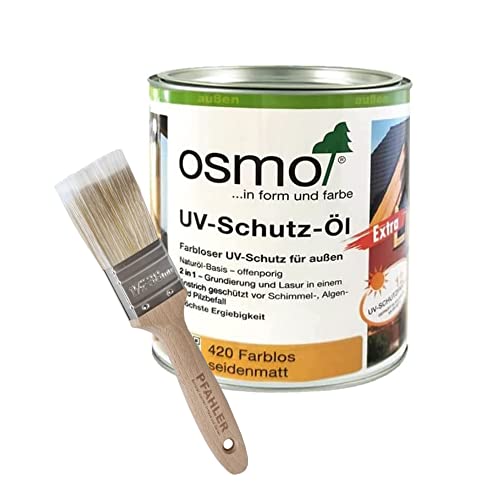 Osmo UV-Schutz-Öl Extra 420 Farblos für außen 750 ml + Flächenstreicher Pinsel Gratis von Generic