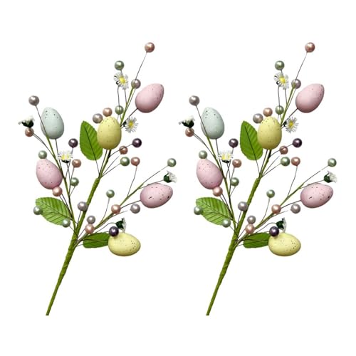 Generic Ostereierdekorationen | Frühlingsblumenstiele | Künstliche Osterei-Baumzweige | Frühlingsblumen-Kaninchenstiele | Oster-Picks mit Hase | Osterblumen-Beeren-Arrangement, IAH0RR5Q2HQJHMVQ8R von Generic