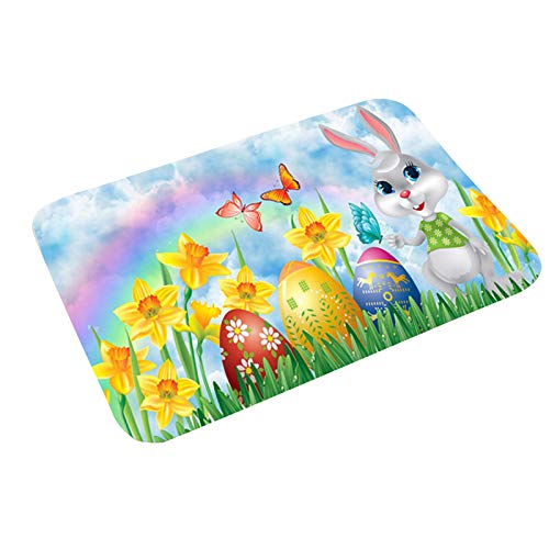 Osterhase Teppich Waschmaschinenfest Läufer Flur Robust Schmutzfänger Für Garten Patio Innen 40 X 60Cm von Generic