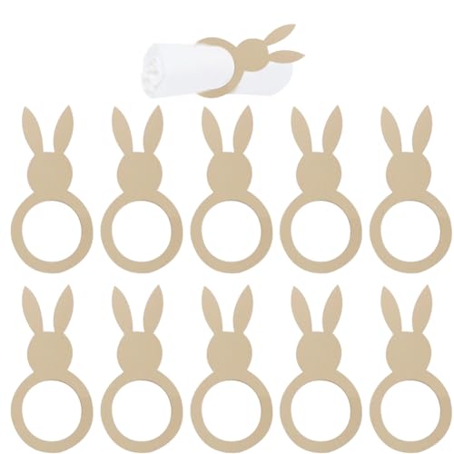 Osterhasen -Ohr -serviettenringe 10pcs Wiederverwendbares Hölzerne Kaninchen -servietten -servietten -ringhalter Tischdekoration Für Die Frühling Ostern Party von Generic