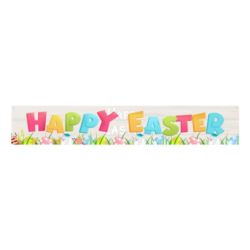 Ostern-Banner zum Aufhängen, Flaggen, Frühling, Terrassendekoration, Hasen-Eier, festliche Dekoration, Zubehör CnT437 (Beige, One Size) von Generic