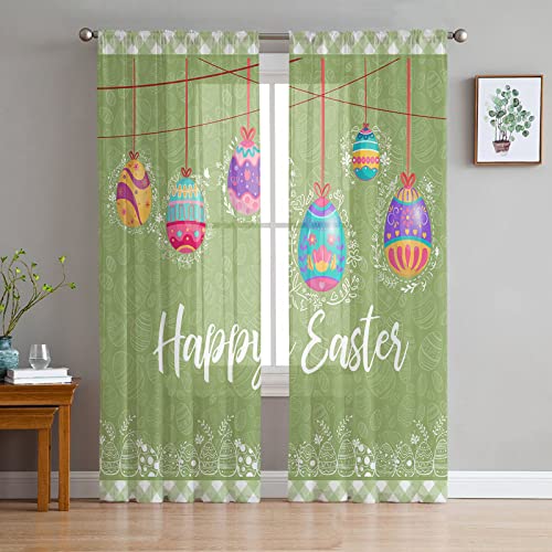 Ostern Bunte Eier Gardinen Für Wohnzimmer Voile Tüll Vorhang Panel,CHC00689,135 B X 114 H (cm) von Generic