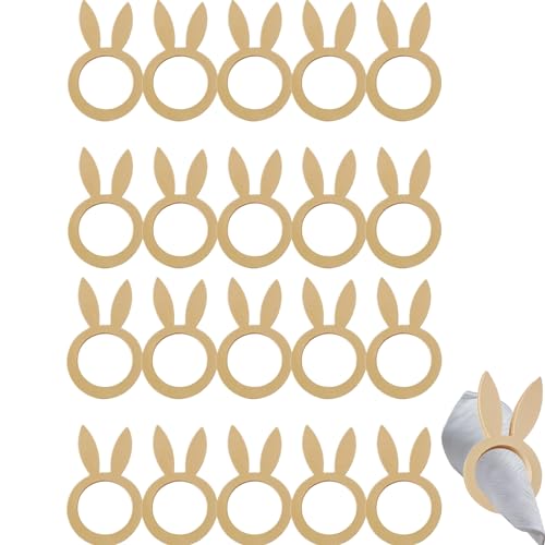 Ostern Serviettenringe Holz,20 Stück Osternhase Serviettenhalter,Hasenohren-Serviettenringe,DIY Serviettenring Ostern,für Ostern Frühstück Mittagessen Abendessen Party Bankett Tischdeko (20Stück) von Generic