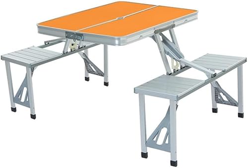 Outdoor-Camping-klapptisch Und Stuhl EIN Tisch Vier Stühle Aluminiumlegierung Verbunden Einfacher Tragbarer Klappbarer Picknicktisch, Orange von Generic