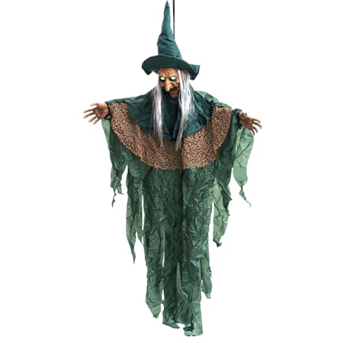 Outdoor Hängbare Hexe - Lebensgroße Sprechende Hexe Zum Aufhängen | Lichteffekte Geräuschaktivierung Dekofigur Für Garten Terrassenbereich Feste Halloween Outdoor Hängbare Hexe - Lebensgroße Sprechende Hexe Zum Aufhängen | Lichteffekte Geräuschaktivierung Dekofigur Für Garten Terrassenbereich Feste Halloween von Generic