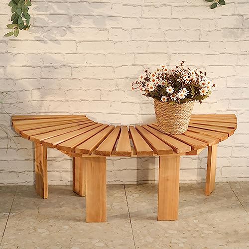 Outdoor Holz Garten Bank Gebogene Patio Seating Weather Resistant Massivholz Fan geformt Design Runde Park Bank für Front Porch Stylish & Durable. von Generic