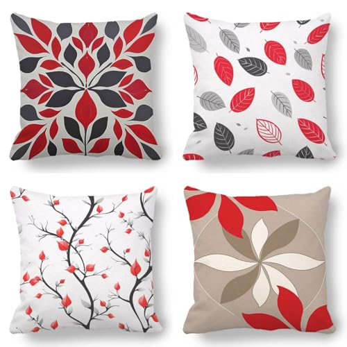Outdoor Kissen 4er Set Blatt, Kissenbezug 60x60cm Künstlerisch Weich Atmungsaktiv Mit Unsichtbarem Reißverschluss Boho für Wohnzimmer Schlafzimmer Garten Terrassen Dekorative Geschenke Model-0505 Outdoor Kissen 4er Set Blatt, Kissenbezug 60x60cm Künstlerisch Weich Atmungsaktiv Mit Unsichtbarem Reißverschluss Boho für Wohnzimmer Schlafzimmer Garten Terrassen Dekorative Geschenke Model-0505 von Generic