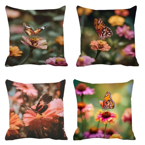 Outdoor Kissen 4er Set Kissenbezug 80x80, Frühling Samt Kissenbezug Schmetterling Quadratische wasserdichte Kopfkissenbezug Outdoor Kissen Doppelseitiges Muster für Wohnzimmer Garten Stuhl Deko s-42 Outdoor Kissen 4er Set Kissenbezug 80x80, Frühling Samt Kissenbezug Schmetterling Quadratische wasserdichte Kopfkissenbezug Outdoor Kissen Doppelseitiges Muster für Wohnzimmer Garten Stuhl Deko s-42 von Generic