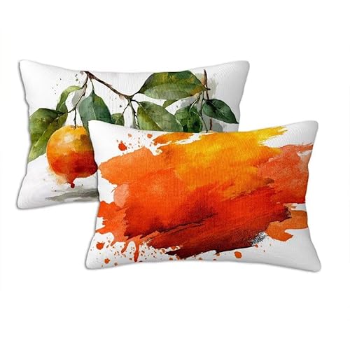 Outdoor Kissen Früchte Kissenbezug 40 x 60 cm, Outdoor Kissen Wetterfest Zierkissenbezüge Orange 2er Set Rechteck Leinen Gartenkissen mit Verstecktem ReißVerschluss, Schlafzimmer Terrasse Dekor S1191 Outdoor Kissen Früchte Kissenbezug 40 x 60 cm, Outdoor Kissen Wetterfest Zierkissenbezüge Orange 2er Set Rechteck Leinen Gartenkissen mit Verstecktem ReißVerschluss, Schlafzimmer Terrasse Dekor S1191 von Generic