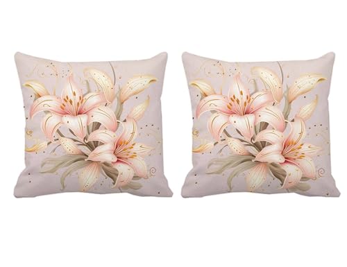 Outdoor Kissen Wasserfest Lilie Kissenbezug 80x80cm Sofakissen Wasserfest Atmungsaktiv Creme Kissenbezüge Samt Dekorative Kissenhülle Kopfkissen für Sofa Zimmer Balkon Patio Garten Deko,2 Stück -T728 Outdoor Kissen Wasserfest Lilie Kissenbezug 80x80cm Sofakissen Wasserfest Atmungsaktiv Creme Kissenbezüge Samt Dekorative Kissenhülle Kopfkissen für Sofa Zimmer Balkon Patio Garten Deko,2 Stück -T728 von Generic