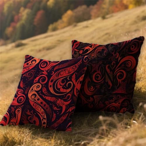 Outdoor Kissen Wetterfest Rot Kissenbezug 80x80cm Sofakissen Abstrakt Dekokissen 2er Set Groß Kissenhüllen Leinen Doppelseitiger Druck Quadratische Pillow Case für Fall Garten Bauernhaus Deko AU-41 Outdoor Kissen Wetterfest Rot Kissenbezug 80x80cm Sofakissen Abstrakt Dekokissen 2er Set Groß Kissenhüllen Leinen Doppelseitiger Druck Quadratische Pillow Case für Fall Garten Bauernhaus Deko AU-41 von Generic