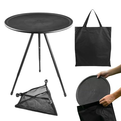 Outdoor Klapptisch,Terrasse Outdoor Runder Klapptisch Beistelltisch | Tragbar Verstellbarer Möbel Schreibtisch Klein Für Garten Reise Grillen Picknick Tisch von Generic