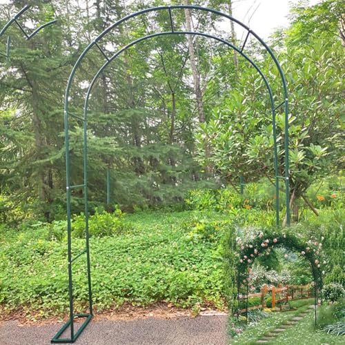 Outdoor Metallbogen Gartenlaube Mit Sockel 140cm 180cm 240cm 300cm Breit Schwarzes Spalier Verschiedene Torbogen Blumen Kletterpflanze Rasen Hinterhof, White, W1.2M*H2.2M von Generic