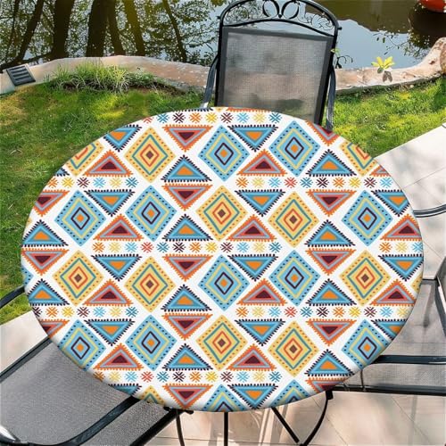 Outdoor Runde Tischdecke mit Gummizug Ø 36"(90cm) - Elastisch Garten tischdecke mit Rhombus Muster Passend für 75-85cm breite Tische von Generic