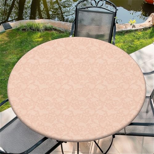 Outdoor Runde Tischdecke mit Gummizug Ø 48"(120cm) - Elastisch Garten tischdecke mit rosa Muster Passend für 105-115cm breite Tische von Generic