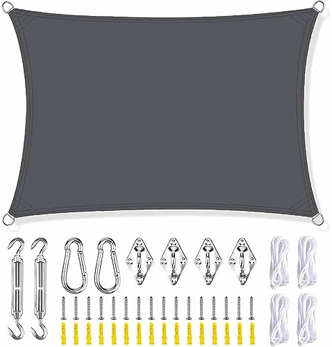 Outdoor Sun Shade Sail 5x5MRectangular/Square Canopy for Pool Backyard DeckUV Protection with Fixing Kit & Guy RopeDark Grey Sun Screen Outdoor Sun Shade Sail 5x5MRectangular/Square Canopy for Pool Backyard DeckUV Protection with Fixing Kit & Guy RopeDark Grey Sun Screen von Generic