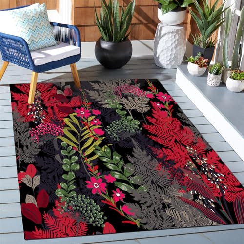 Outdoor Teppich Wetterfest Terrasseteppich Camping Matte Boho Outdoorteppich Groß Waschbar Balkon Teppich Picknickdecke Teppich Für Innen, Außen, Garten, Pool (Retro2,40x60cm) von Generic