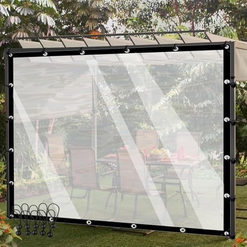 Outdoor -Vorhänge klare Planenpanel wasserdichte Plastik -Planen -Tafeln mit Tarten mit Tarten für Veranda, Pavillon, anpassbar, klar, 6x6m (19.68x19.68ft) von Generic