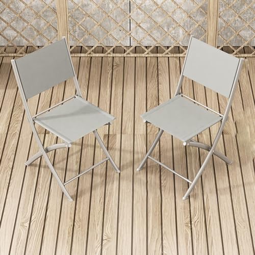Outdoor faltbare Esszimmerstühle 2er Set tragbare Sling Rasenstühle mit Metallrahmen für Camping Hinterhof Deck Pool und Garten Keine Montage erforderlich Grau One Size von Generic