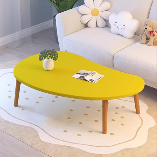 Oval Coffee Table for Small Space Modern White Center Table for Living Room Home Office Easy Assembly Unique Simple Design 15.7"x 23.6"x16.5" (Yellow) von Generic