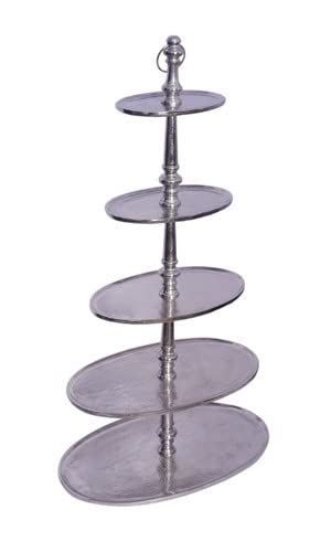 Oval Etagere Silber 5 Platten Metall Gebäckschale Obstschale 128cm/ weihnachtsdeko silber/etagere groß xxl Silber/ Advent deko/ Cake stand von Generic