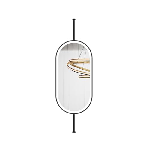 Ovaler doppelseitiger Deckenspiegel, 360° drehbarer Ankleidespiegel, LED-Beleuchtung mit 3 einstellbaren Farbtemperaturen, geeignet for Zuhause und Hotel(Black,50x100cm) von Generic