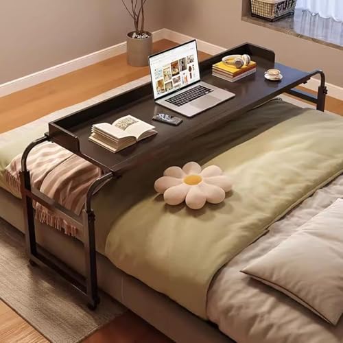 Overbed Table Computer Workstation, Over Bed Desk Höhenverstellbar 65-95cm Over Bed Table Höhenverstellbar Und Länge Mit Rädern Food Tablett Schreibtisch Rollmedizinischer Tisch, Black von Generic