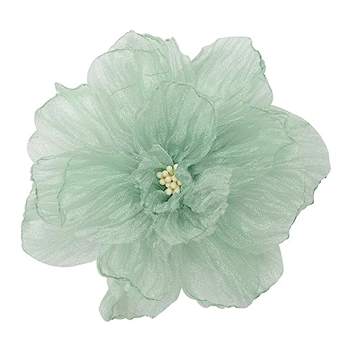 Oyrcvweuy Organza-Blume mit brennendem Rand, Stoff, Blumenblume, handgefertigt, DIY 3D-Blume, Haarschmuck, Kleidung, Blumenornament, Frauen, Blumen mit Brennrand, hellgrün von Generic