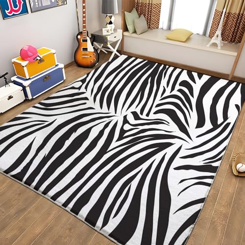 PICUAL Teppich Wohnzimmer 3D Zebra-Textur 80x150 cm Teppich Rutschfester Weich Carpet Bodenmatte Fußmatte für Jugendzimmer Esszimmer Schlafzimmer Küchenboden Flur von Generic