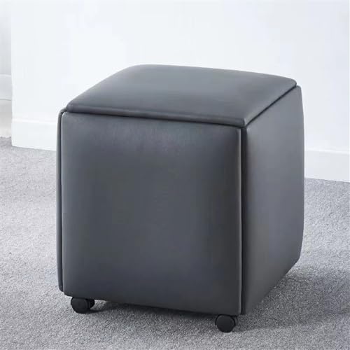 PU-Leder 5 in 1 Sitzwürfel mit Drehrollen - Stapelbarer Sofa Stuhl Hocker Beweglicher Fußhocker für Wohnzimmer & Schlafzimmer von Generic