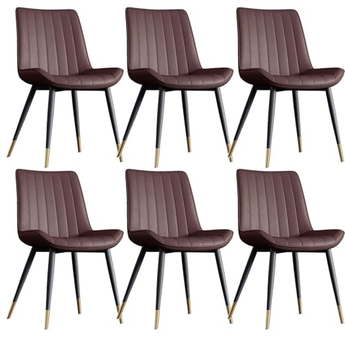 PU-Leder Küche Esszimmerstühle 6er Set mit Metallbeinen Wohnzimmer Lounge Thekenstühle von Generic