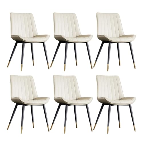 PU-Leder Küche Esszimmerstühle 6er Set mit Metallbeinen Wohnzimmer Lounge Thekenstühle von Generic