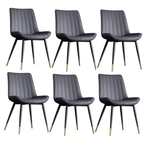 PU-Leder Küche Esszimmerstühle 6er Set mit Metallbeinen Wohnzimmer Lounge Thekenstühle von Generic