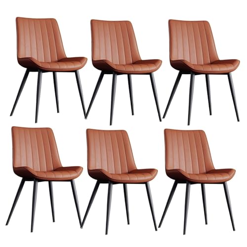 PU-Leder Küche Esszimmerstühle 6er Set mit Metallbeinen Wohnzimmer Lounge Thekenstühle von Generic