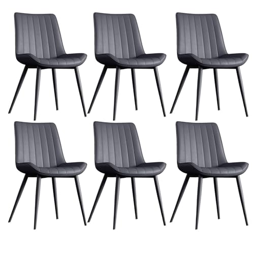 PU-Leder Küche Esszimmerstühle 6er Set mit Metallbeinen Wohnzimmer Lounge Thekenstühle von Generic