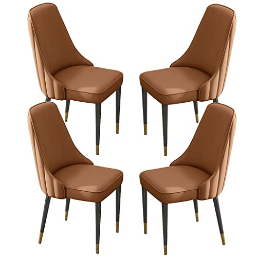 PU-Leder-Küchen-Esszimmerstühle, 4er-Set, hohe Rückenlehne, gepolsterter weicher Sitz, Schreibtischstuhl für den Haushalt, stabile Beine aus Eisenkunstmetall von Generic